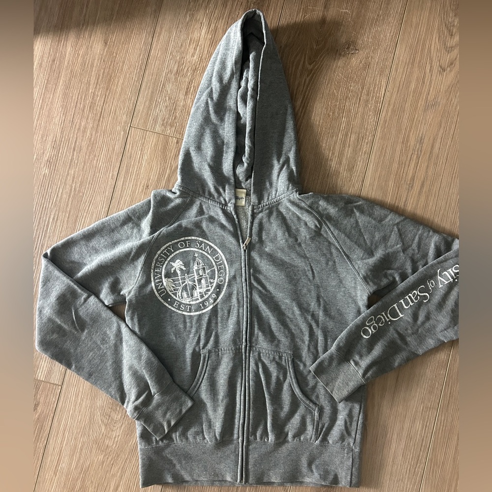 USD University of San Diego zipper hoodie grey